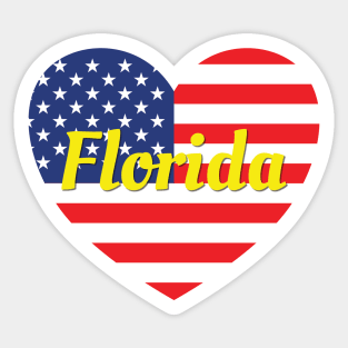 Florida American Flag Heart Sticker